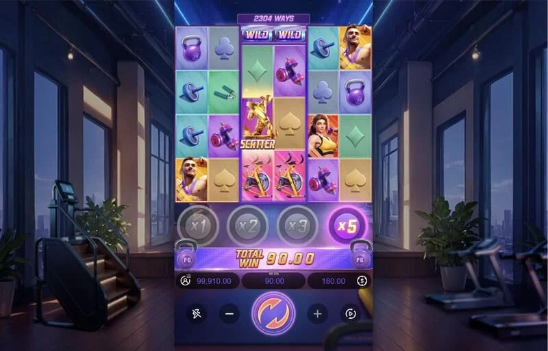 Mighty Mania — ecranul principal de joc cu o grilă de 6 pe 4